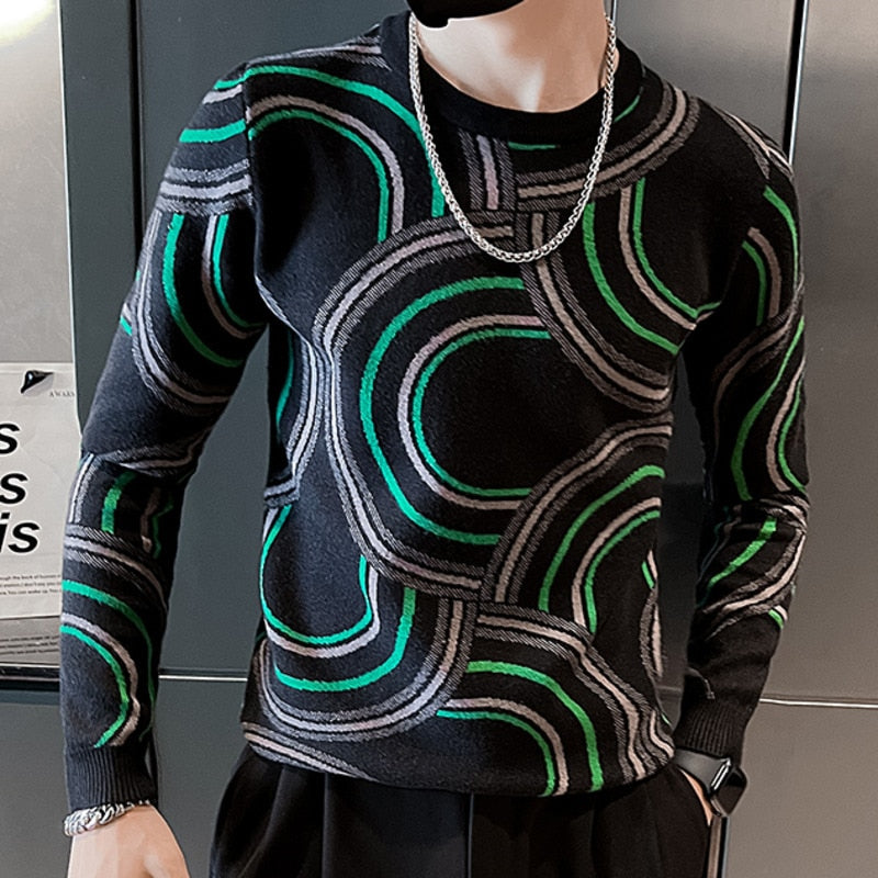 Geometric Colors Stitching Acrylic Sweater