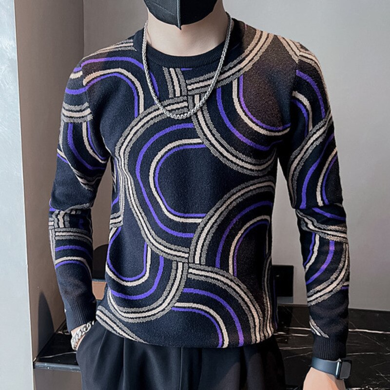 Geometric Colors Stitching Acrylic Sweater