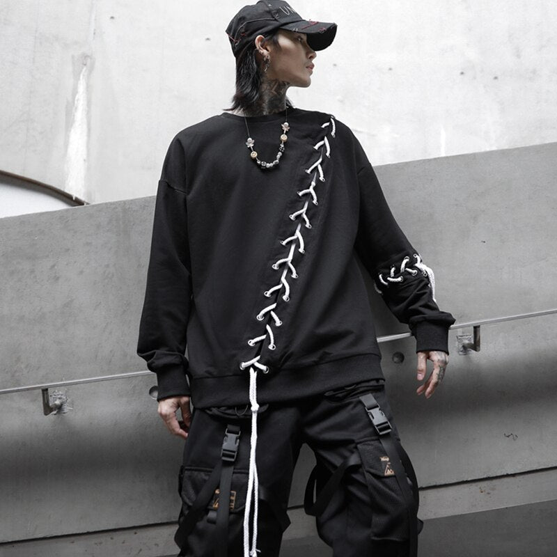 T-shirt à manches longues pour hommes avec cordon de serrage