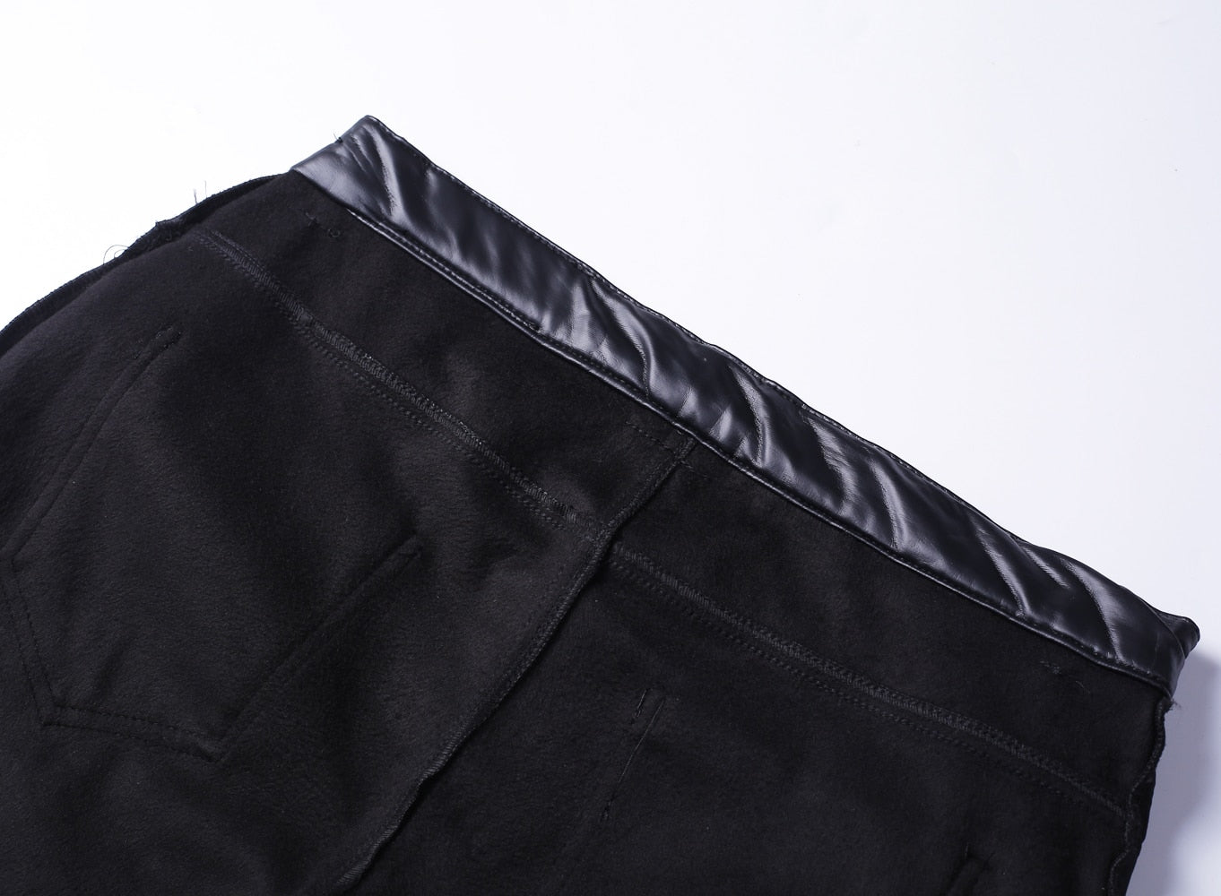 Pantalon en cuir noir solide au design épuré et élégant pour hommes