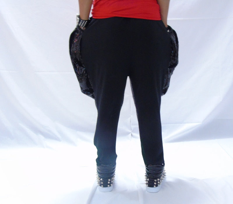 Bright Full Sequins Hip Hop Rock Costume Casual Style Men Harem Pants