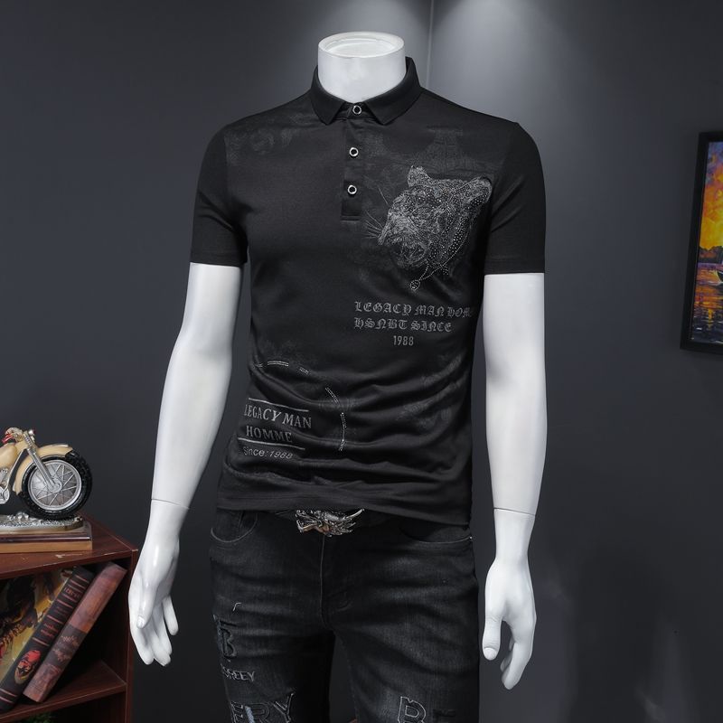 Tiger Head Drilling Style Polo Shirt