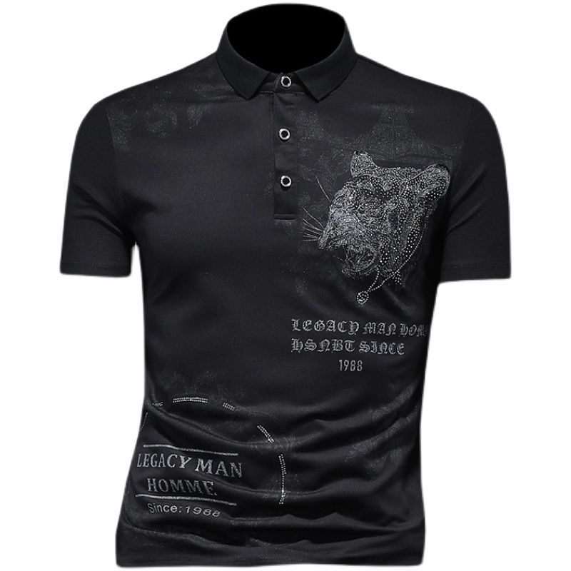 Tiger Head Drilling Style Polo Shirt