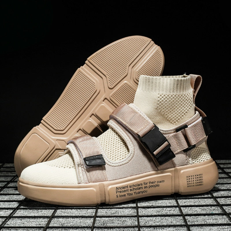 High Top Casual Socks Buckle Breathable Thick Bottom Style Men Sneaker