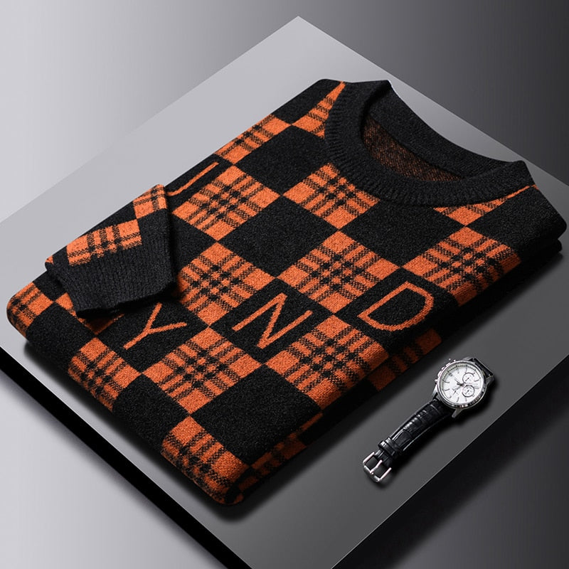 Prendas de punto acrílicas de viscosa con letras a cuadros