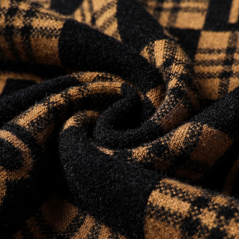 Prendas de punto acrílicas de viscosa con letras a cuadros