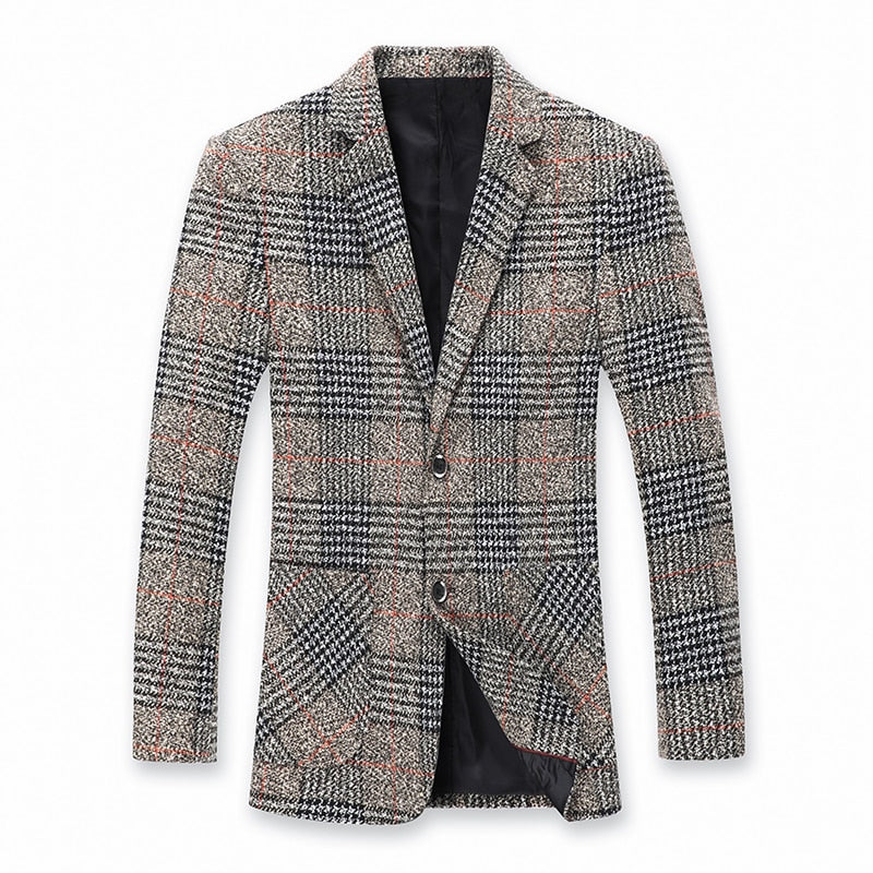 Classic Double Button Style Plaid Blazer