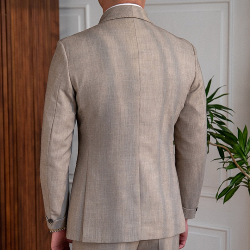 Solid Coffee Brown Color Double Breasted Suit