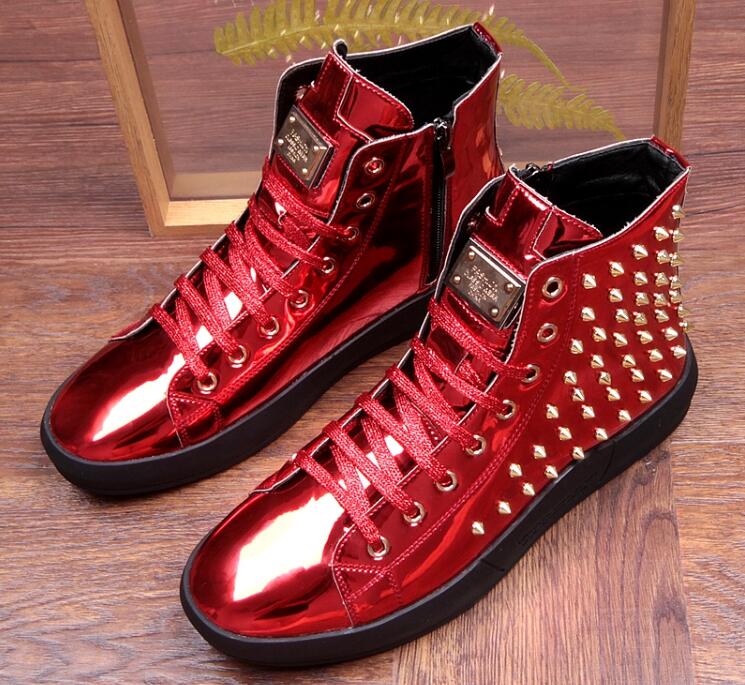 High Top British Style Rivet Chaussures Hommes Sneaker Casual