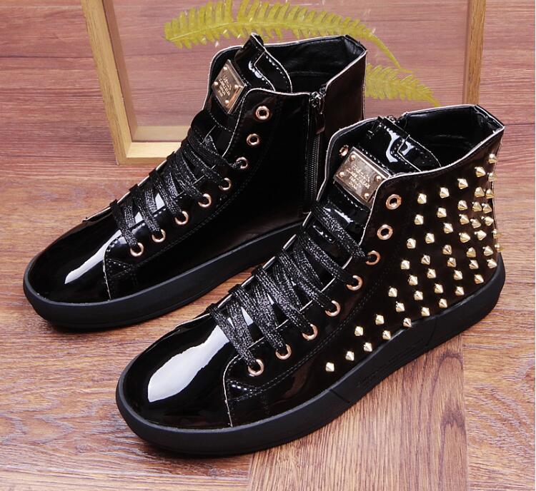 High Top British Style Rivet Chaussures Hommes Sneaker Casual