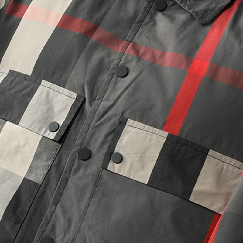 Chaqueta con solapa a rayas grandes en contraste