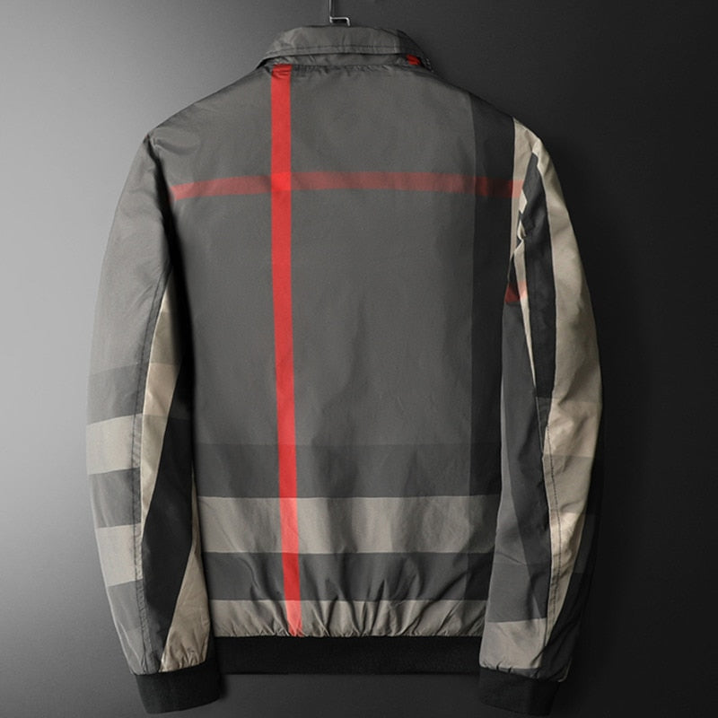 Chaqueta con solapa a rayas grandes en contraste