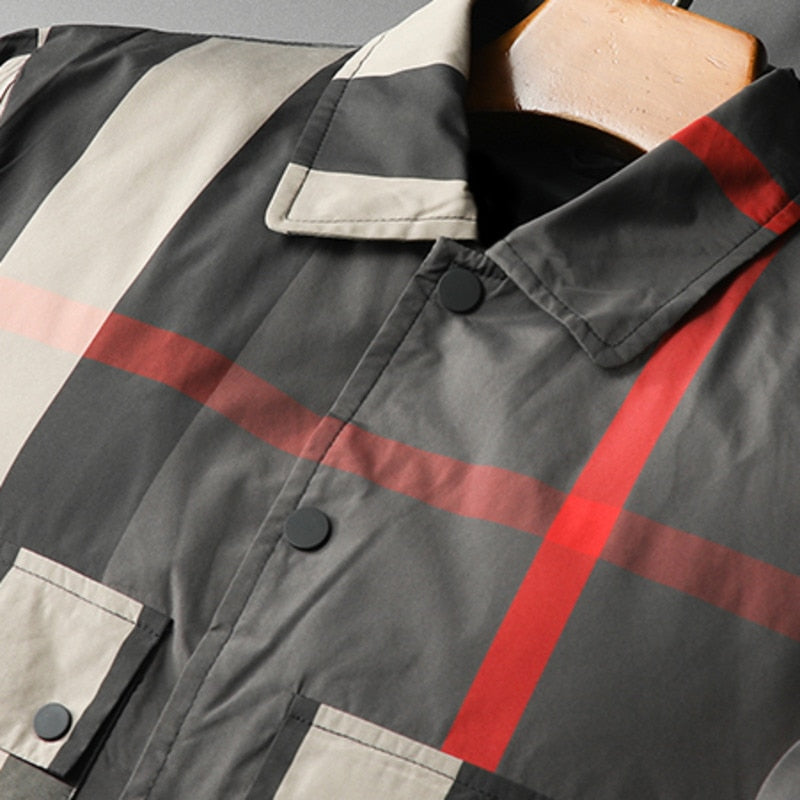 Chaqueta con solapa a rayas grandes en contraste