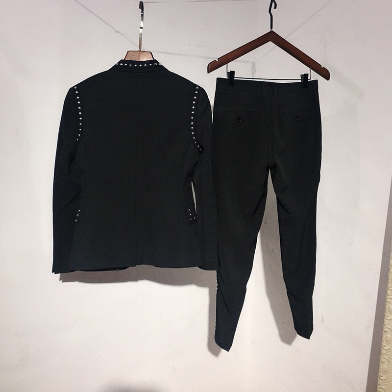 Slim Fit Rivet Lines Men Two Pieces Set