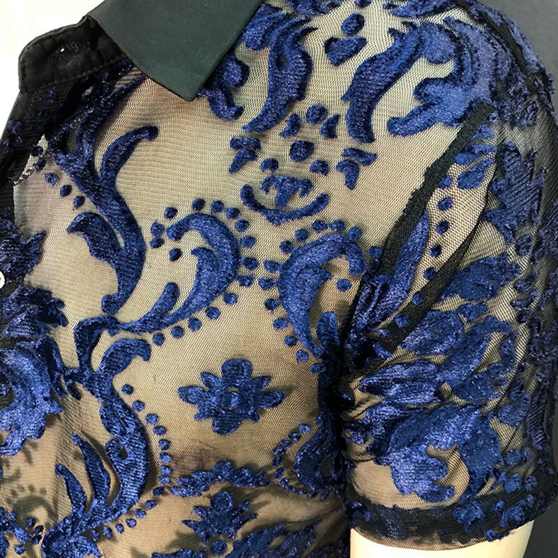 Transparent Retro Floral Polo Shirt