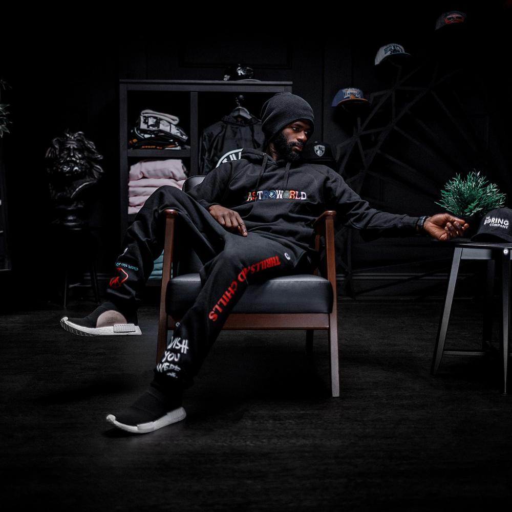 Astroworld Rainbow Embroidery Men Pocket Hooded Sweater