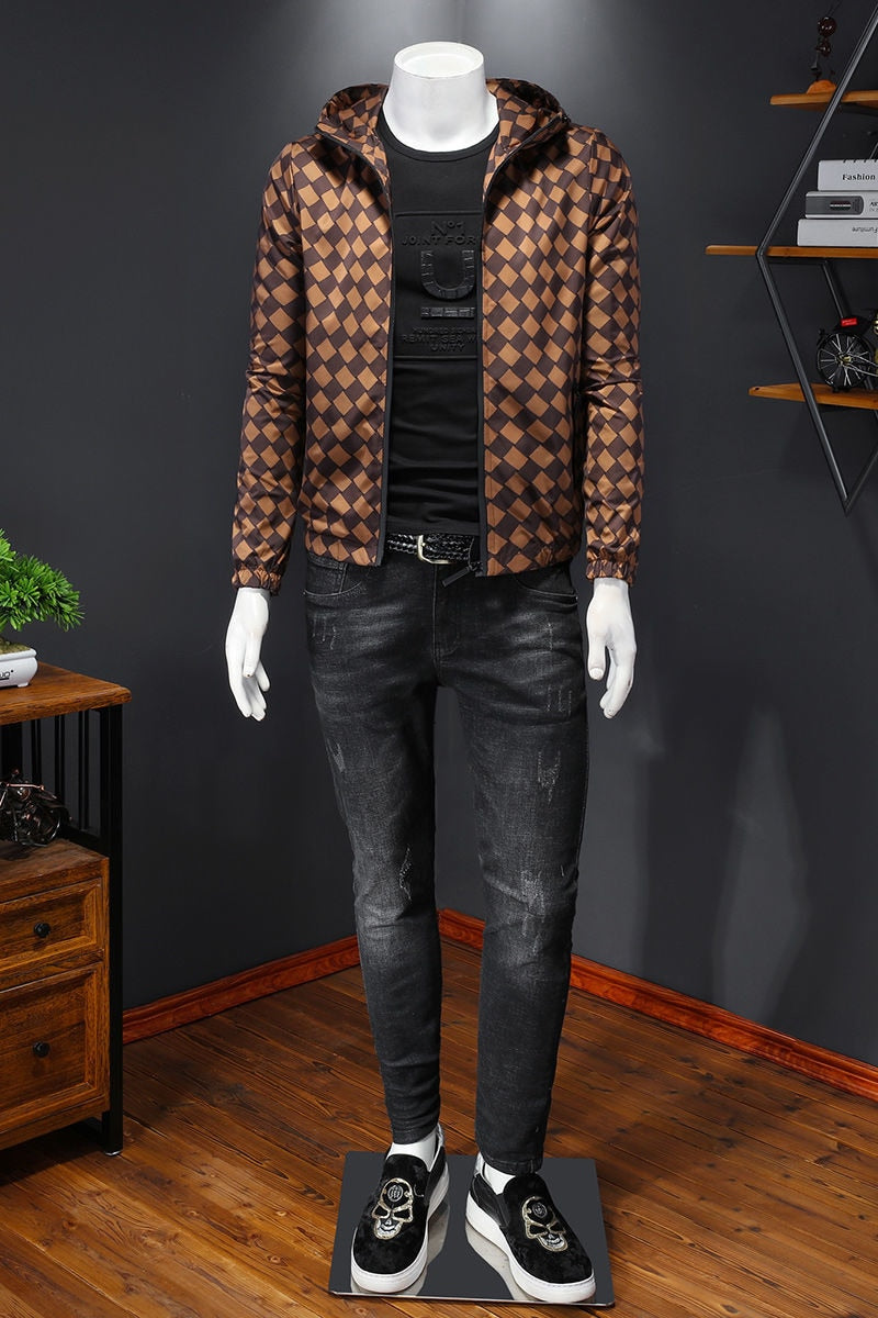 Veste à Capuche à Carreaux Diamants