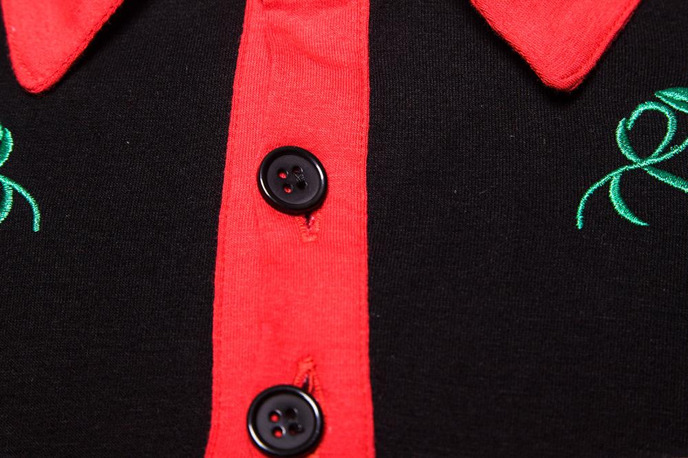 Flower Embroidery Patchwork Long Sleeve Shirt