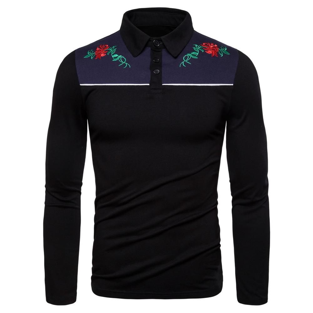 Flower Embroidery Patchwork Long Sleeve Shirt