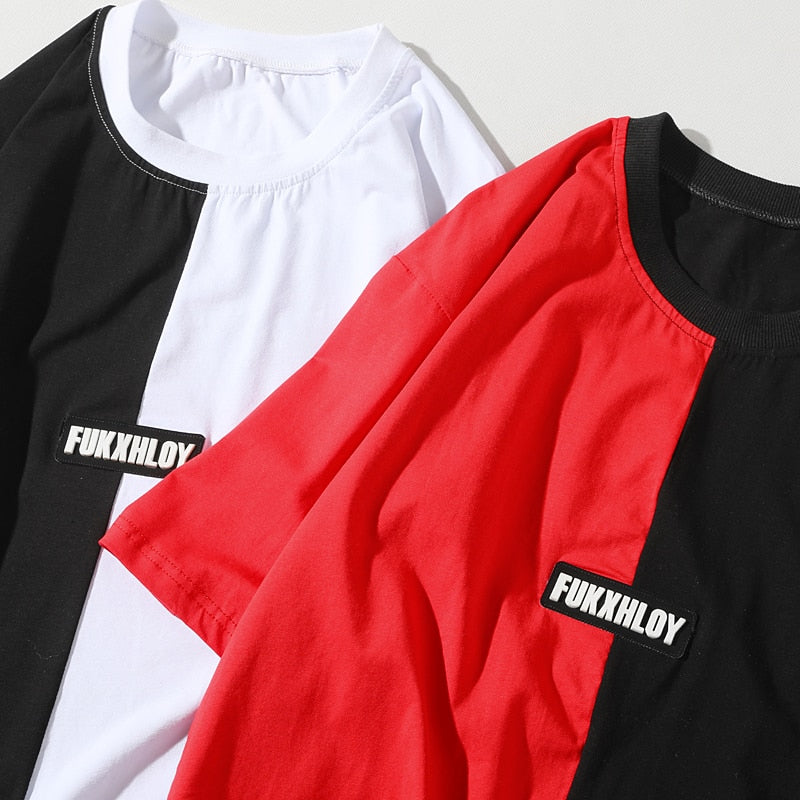 Casual O Neck Hip Hop Style Color Stiching Men T-Shirt - FanFreakz