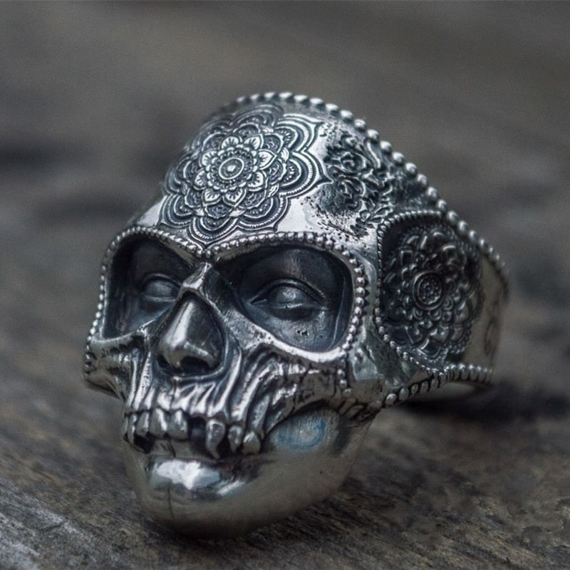 Anillos únicos de moda para hombres con estilo de calavera pesada de acero inoxidable