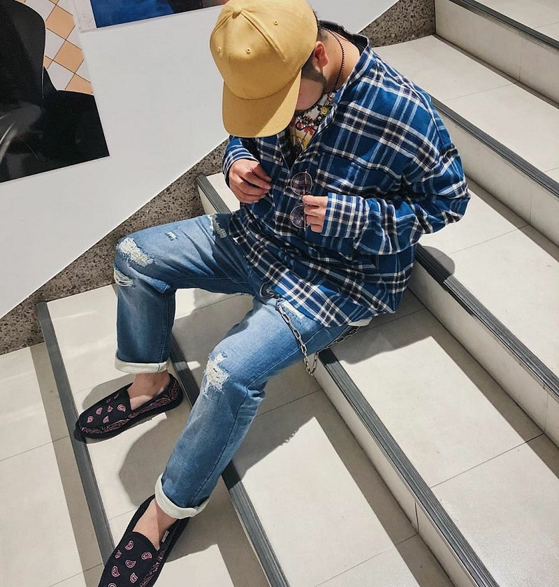 Classic Colors Tartan Chest Pockets Men Shirt