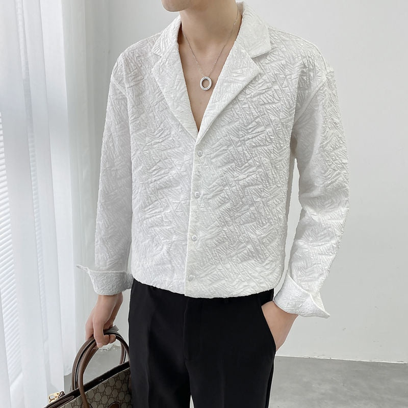 Notch Lapel Loose Long Sleeve Shirt