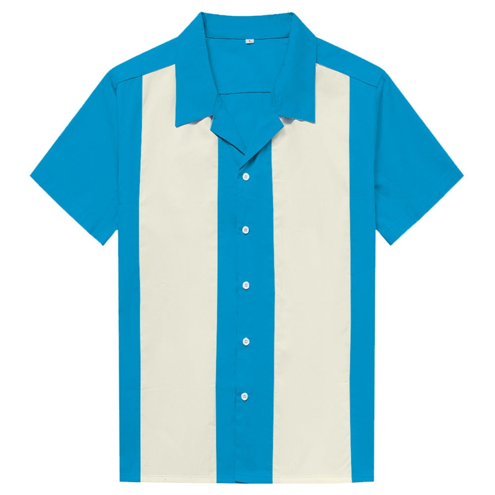 Camisa casual de hombre bicolor de rayas verticales con botones