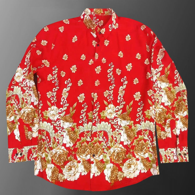 Long Sleeve Vintage Contrast Printed Shirt