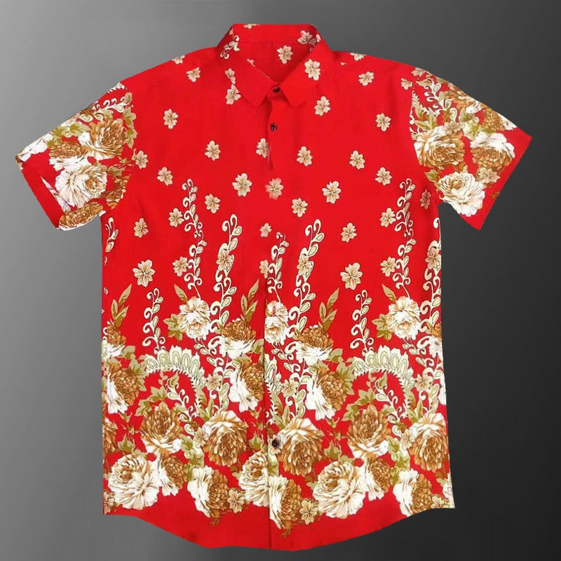 Long Sleeve Vintage Contrast Printed Shirt