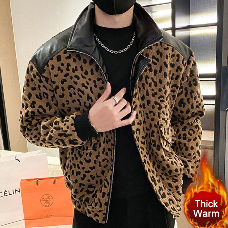 Vintage Leopard Pattern Splicing Jacket