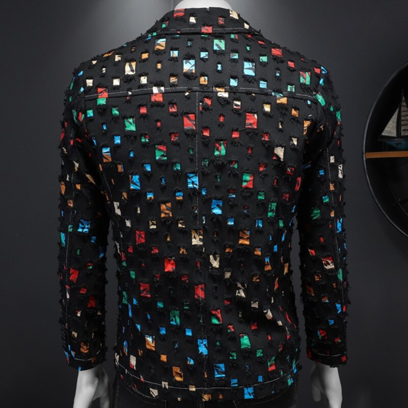 Ripped Patchwork Single Breasted Blazer