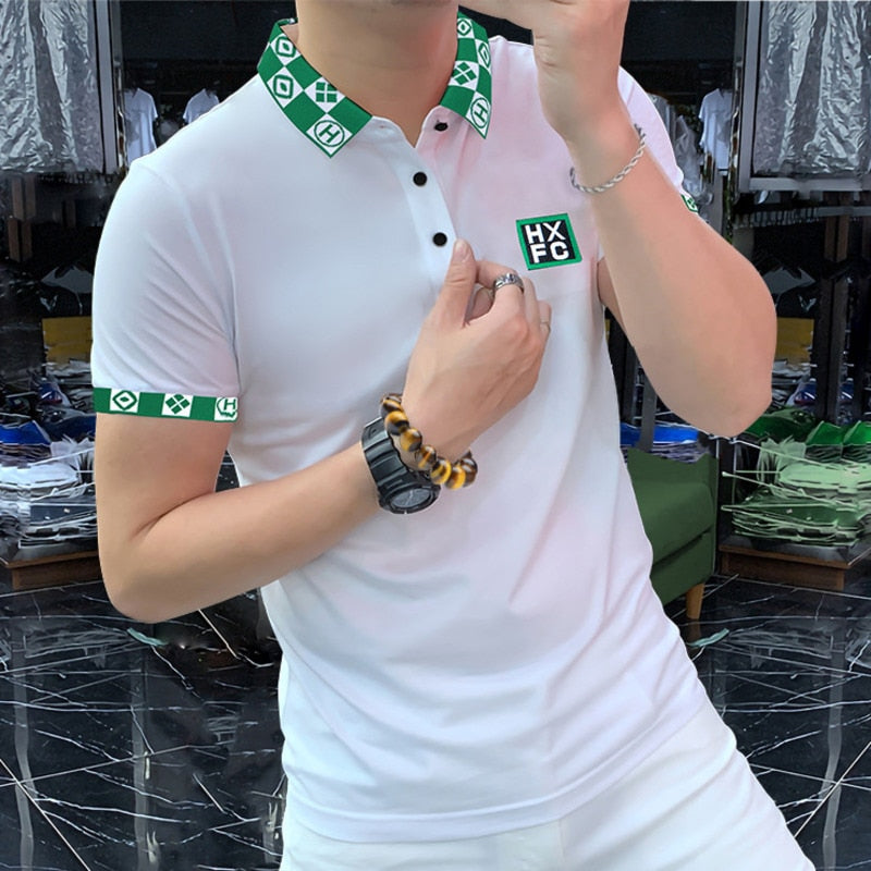 Emerald Vintage Pattern Slim Polo Shirt