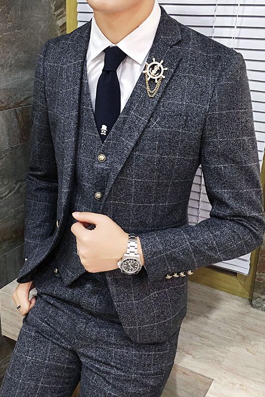 British Style Vintage Plaid Men Suits Set - FanFreakz