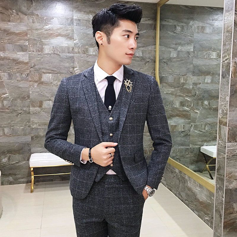 British Style Vintage Plaid Men Suits Set - FanFreakz