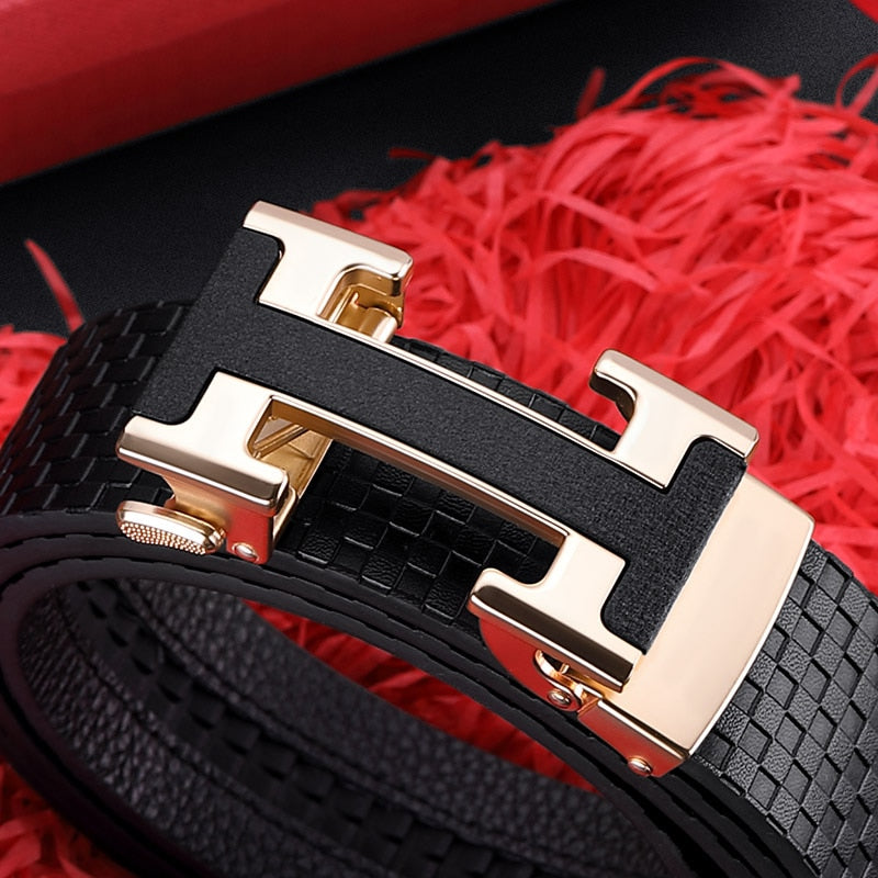 Luxury Plaid Pattern Bussiness Men Belt