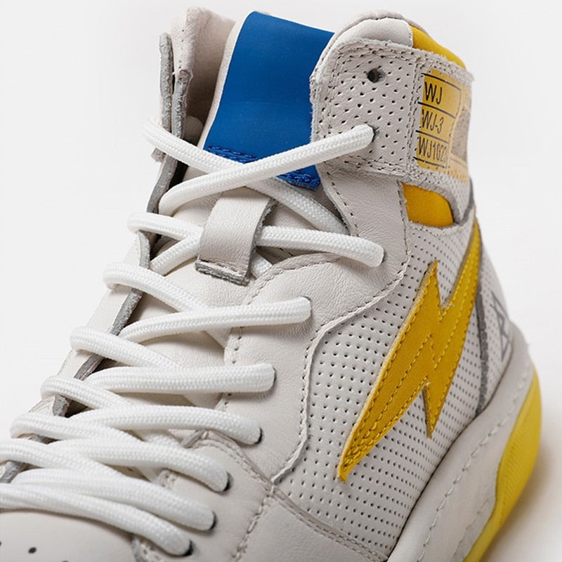 Baskets montantes décontractées confortables pour hommes blanc jaune clair