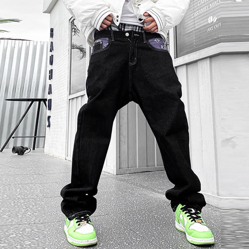 Black Embroidery On Back Jeans