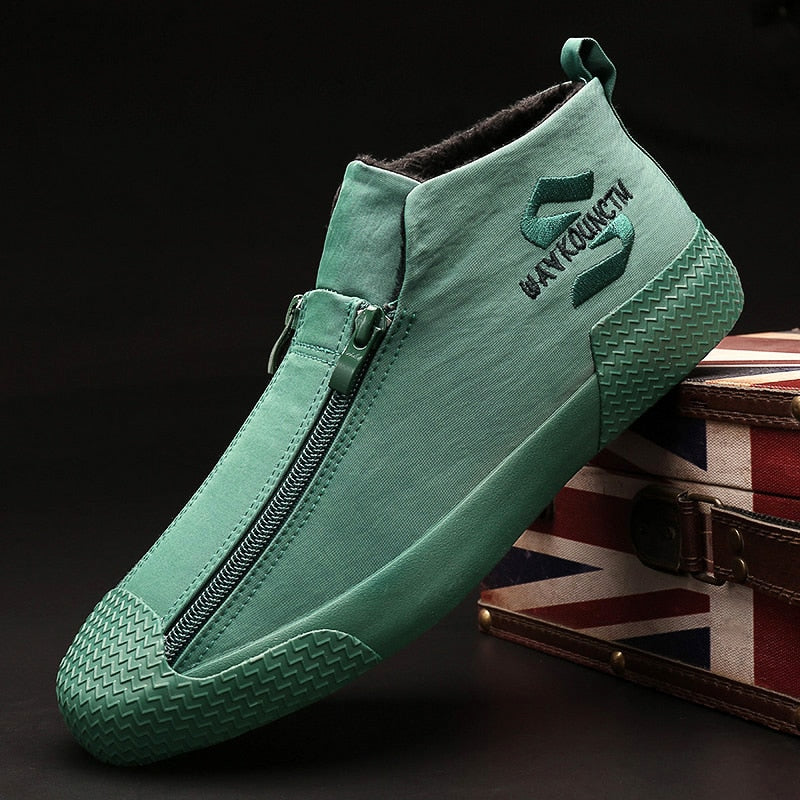 Chaud Hiver Mode Fourrure Zipper Hommes Bottes