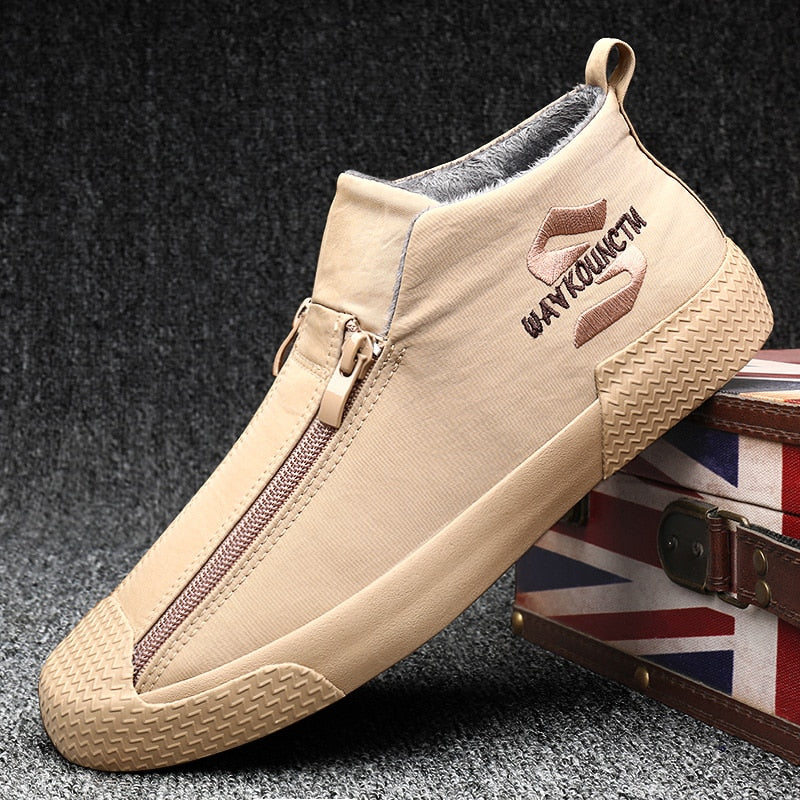 Chaud Hiver Mode Fourrure Zipper Hommes Bottes