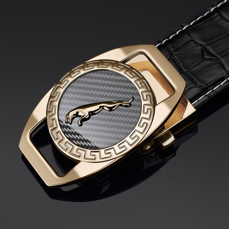 Tiger in Round Buckle Men Leather Belt