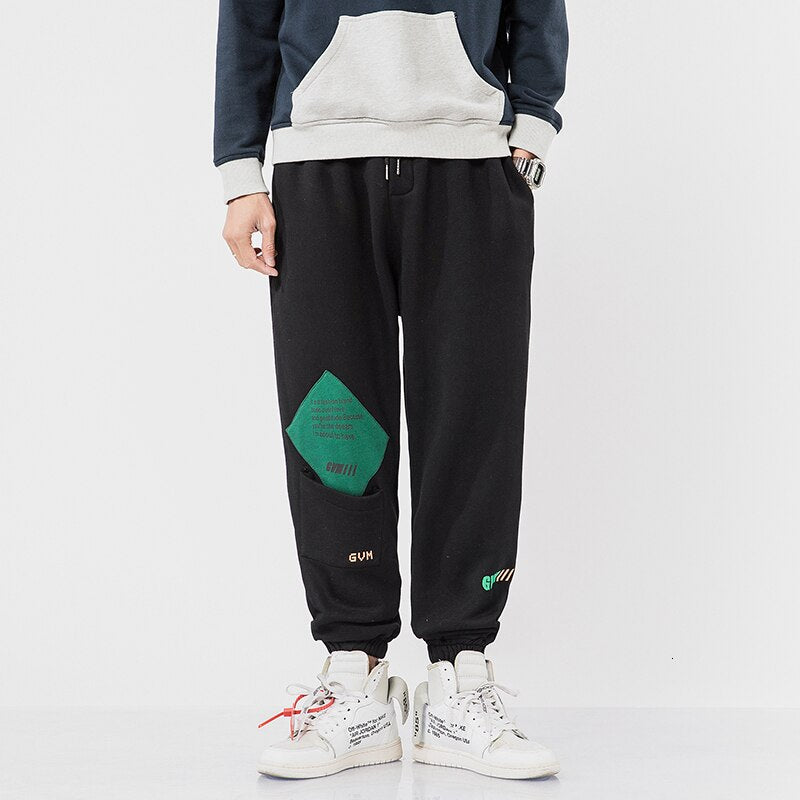 Pantalon décontracté épais pour hommes avec patch et poche avant