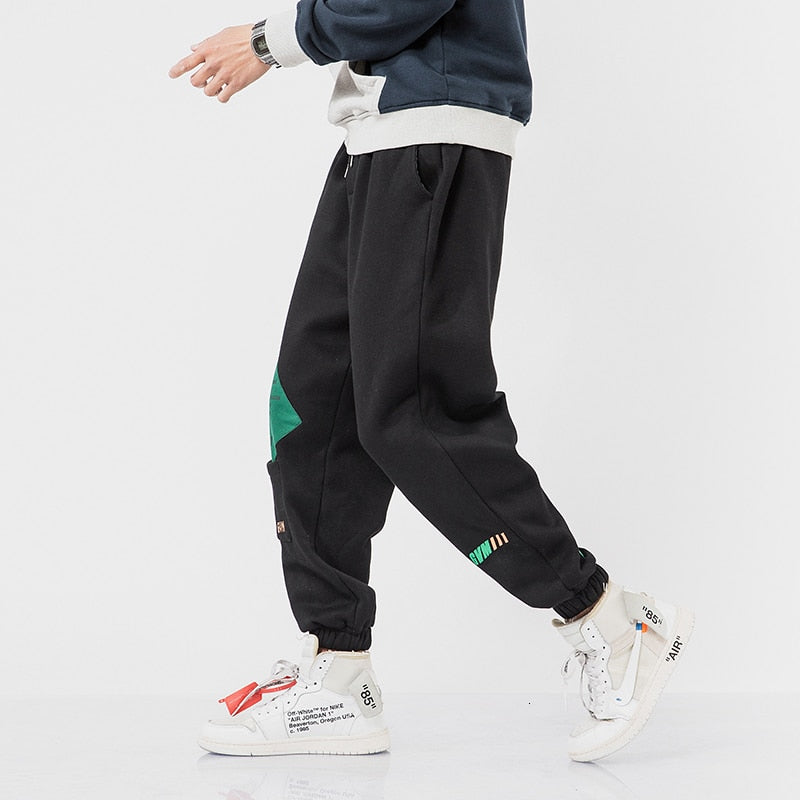 Pantalon décontracté épais pour hommes avec patch et poche avant