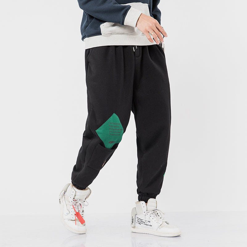 Pantalon décontracté épais pour hommes avec patch et poche avant