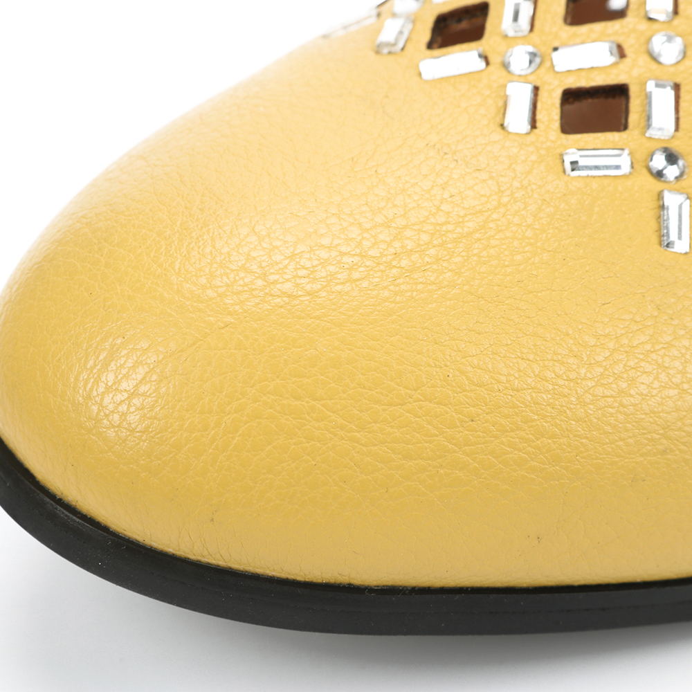 Yellow Hollow with Crystal Sequin Detail Men Loafers Shoes