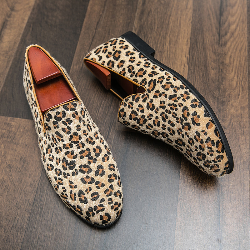 Mocasines clásicos sin cordones de ante de leopardo