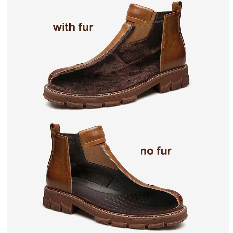 Bottines Chelsea à bout rond et bout d'aile pour hommes