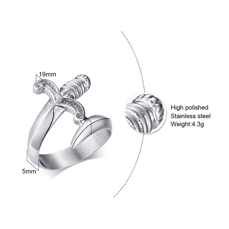Bague en métal épée incurvée unique
