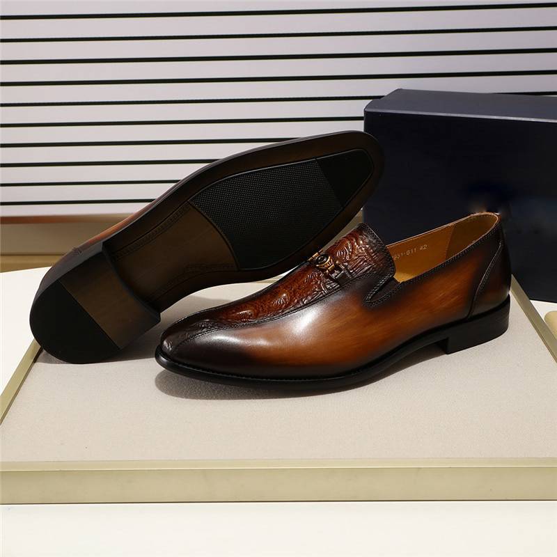 Genuine Leather Crafted Bicycle Toe Design Men Loafers Shoes