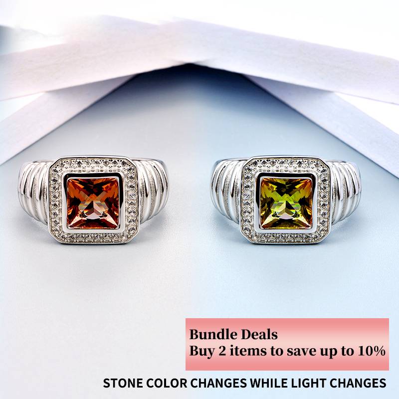 Anillo unisex de plata de ley de la diáspora cuadrada